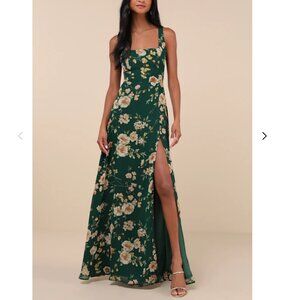 Remarkable Arrival Emerald Green Floral Sleeveless Maxi Dress